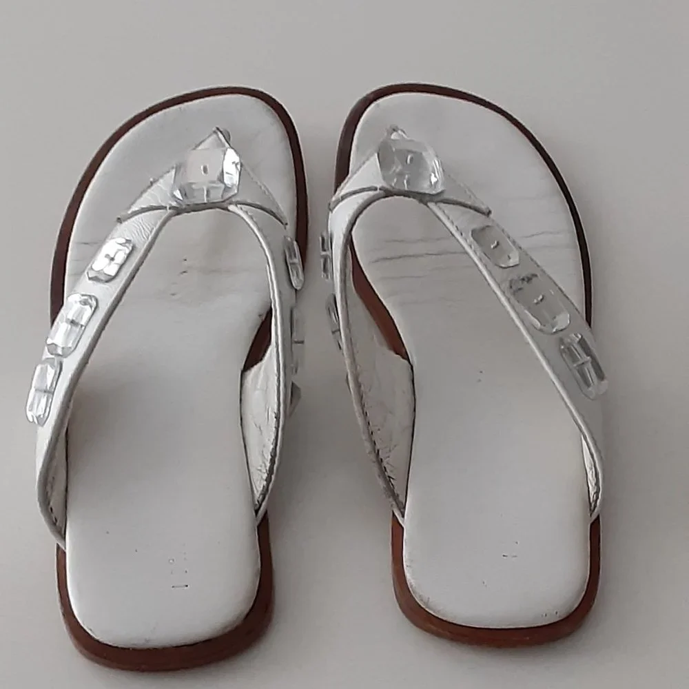 white leather toddler jeweled slipper - made in ITALY size 28